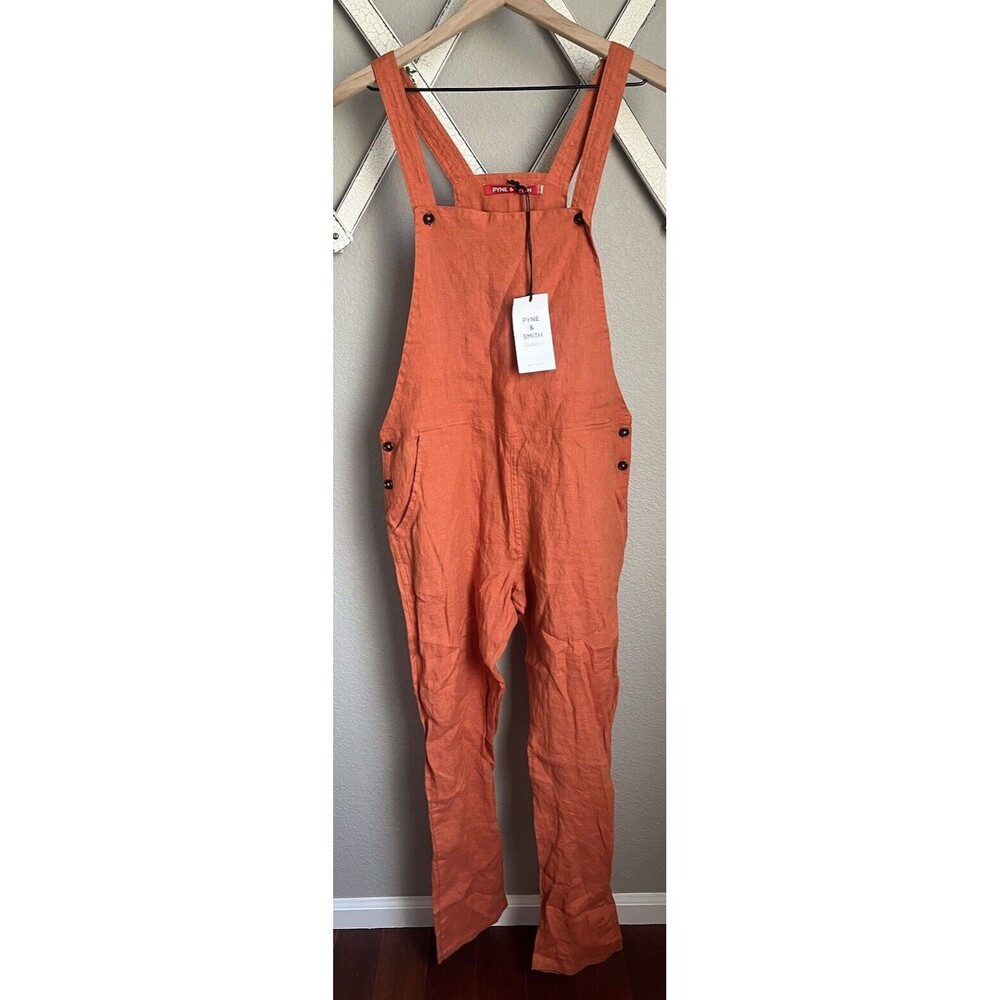 NWT! Pyne & Smith Women's S Linen Overalls - Orange